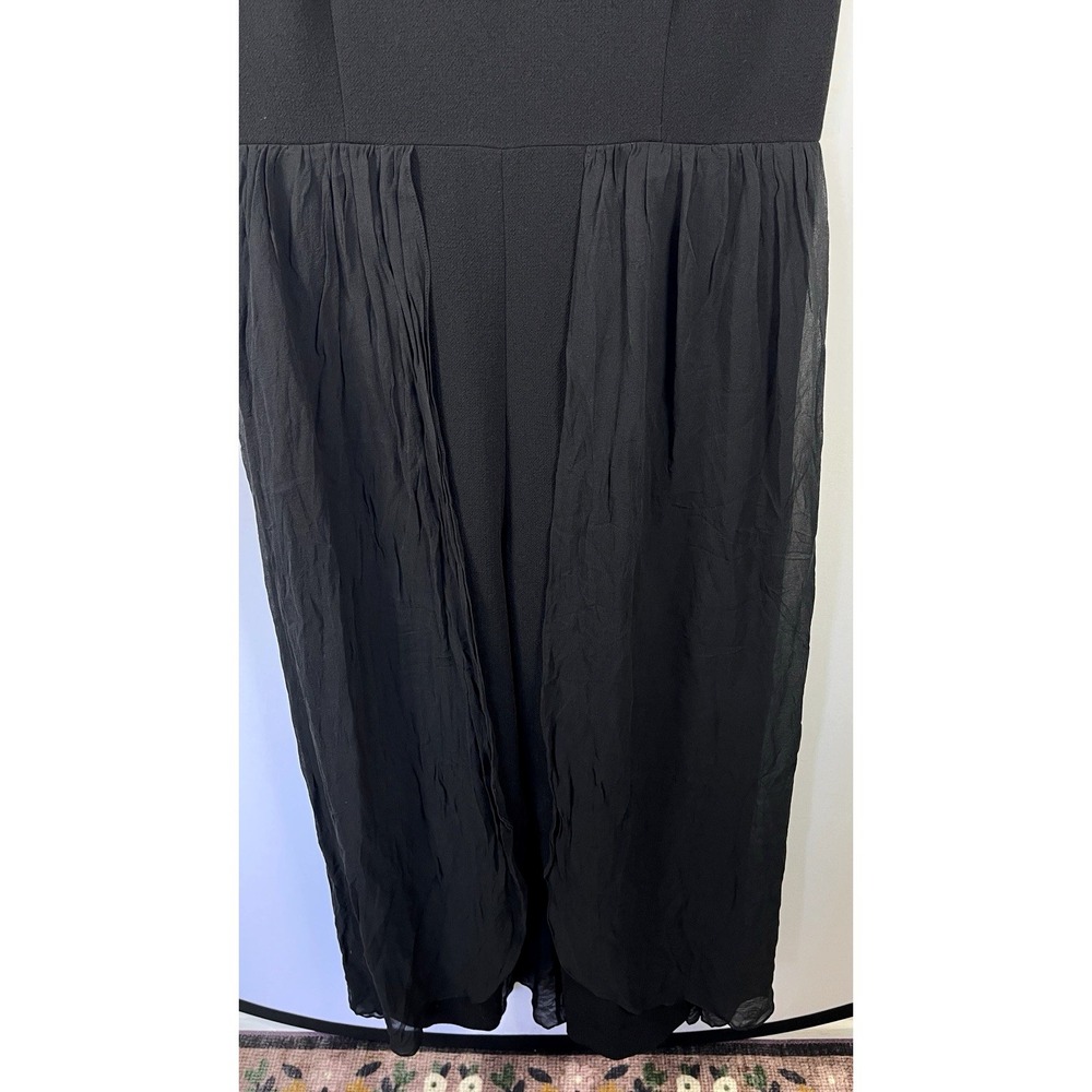 Trina Turk Uster Women Sleeveless Chiffon Layers Jumpsuit Size 10 Black Occasion - Picture 4 of 12